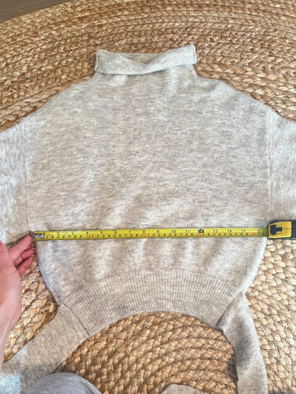 Wilfred XXS Alpaca Blend Tie Back Cropped Mock Neck Sweater Beige - Picture 8 of 8